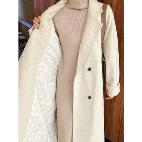 高級感西裝毛呢外套女中長款2023新款秋冬季時尚寬松夾棉加厚大衣 高級感西裝毛呢外套女中長款2023新款秋冬季時尚寬松夾棉加厚大衣