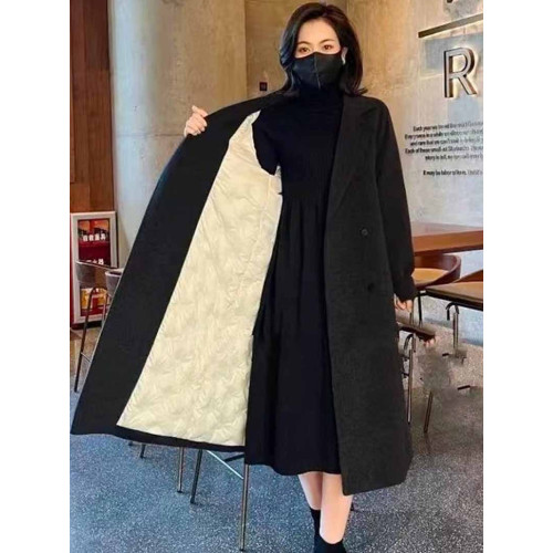 高級感西裝毛呢外套女中長款2023新款秋冬季時尚寬松夾棉加厚大衣 高級感西裝毛呢外套女中長款2023新款秋冬季時尚寬松夾棉加厚大衣