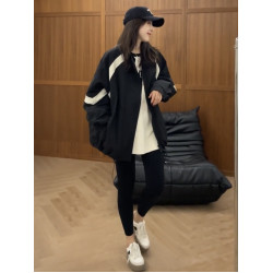黑白撞色拼接加棉服外套女歐貨2025春秋新款高級感薄款防風沖鋒衣