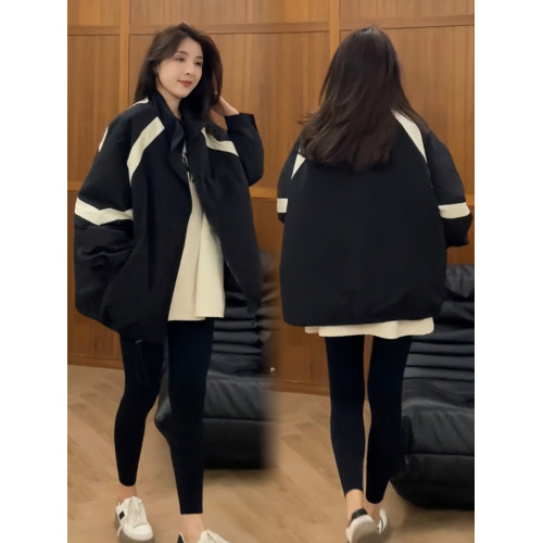 黑白撞色拼接加棉服外套女歐貨2025春秋新款高級感薄款防風沖鋒衣 黑白撞色拼接加棉服外套女歐貨2025春秋新款高級感薄款防風沖鋒衣