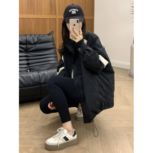 黑白撞色拼接加棉服外套女歐貨2025春秋新款高級感薄款防風沖鋒衣 黑白撞色拼接加棉服外套女歐貨2025春秋新款高級感薄款防風沖鋒衣