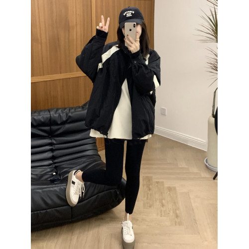 黑白撞色拼接加棉服外套女歐貨2025春秋新款高級感薄款防風沖鋒衣 黑白撞色拼接加棉服外套女歐貨2025春秋新款高級感薄款防風沖鋒衣