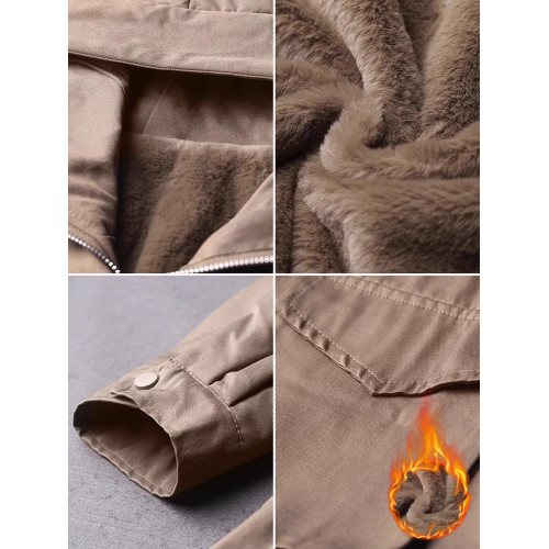 中長款派克棉服女士2025冬季新款時尚大碼加絨加厚開衫夾棉衣外套 中長款派克棉服女士2025冬季新款時尚大碼加絨加厚開衫夾棉衣外套