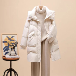 2025新款羽絨棉服棉衣女中長款脫卸帽百搭加厚韓版寬松顯瘦外套潮