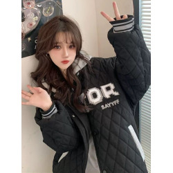 羽絨棉服少女生冬裝2024年新款初中高中學生棉襖短款棒球棉衣外套