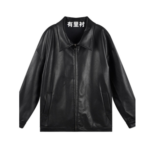 2023新款皮衣外套女港風寬松休閒簡約酷帥黑色pu皮夾克秋季流行 2023新款皮衣外套女港風寬松休閒簡約酷帥黑色pu皮夾克秋季流行