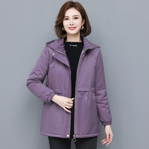 秋冬裝夾棉加厚外套女中年新款休閒短風衣大碼保暖媽媽棉衣棉服