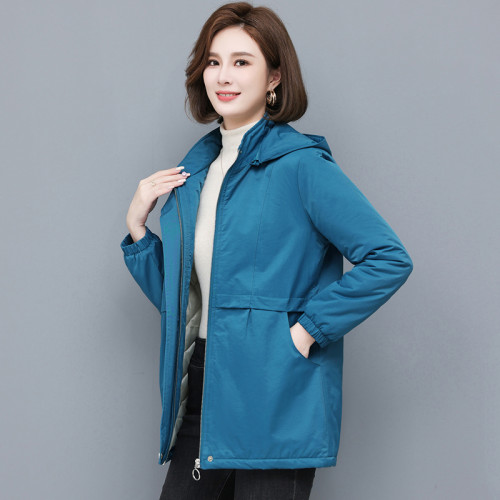 秋冬裝夾棉加厚外套女中年新款休閒短風衣大碼保暖媽媽棉衣棉服