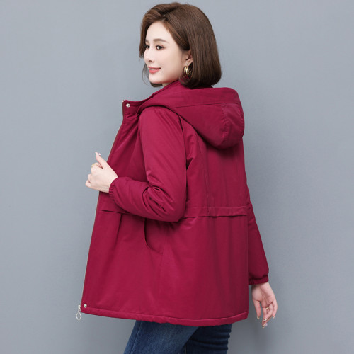 秋冬裝夾棉加厚外套女中年新款休閒短風衣大碼保暖媽媽棉衣棉服
