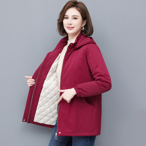 秋冬裝夾棉加厚外套女中年新款休閒短風衣大碼保暖媽媽棉衣棉服