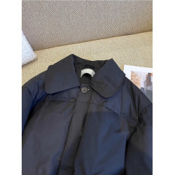 韓版簡約高級感純色翻領輕薄羽絨棉服女秋冬寬松百搭保暖棉衣外套