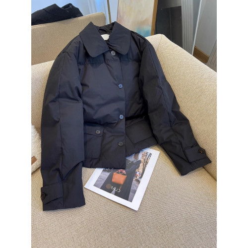 韓版簡約高級感純色翻領輕薄羽絨棉服女秋冬寬松百搭保暖棉衣外套