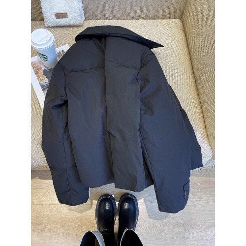 韓版簡約高級感純色翻領輕薄羽絨棉服女秋冬寬松百搭保暖棉衣外套