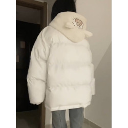懶羊羊棉服外套女冬季麵包服保暖可愛學院拼接羊羔毛連帽棉衣棉襖