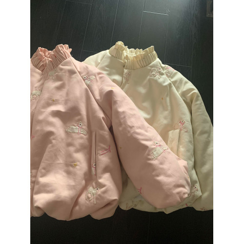 刺綉小羊棉服女外套秋冬季小個子立領寬松甜美學院風加絨加厚棉襖 刺綉小羊棉服女外套秋冬季小個子立領寬松甜美學院風加絨加厚棉襖