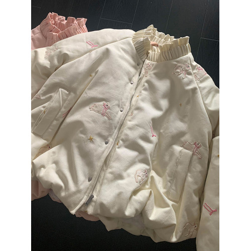 刺綉小羊棉服女外套秋冬季小個子立領寬松甜美學院風加絨加厚棉襖 刺綉小羊棉服女外套秋冬季小個子立領寬松甜美學院風加絨加厚棉襖