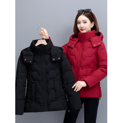 中老年媽媽冬裝2025新款羽絨棉服短款加厚可拆帽媽媽裝小個子棉襖