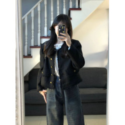 黑色小香風外套女chic早春美拉德穿搭法式氣質高級感短款開衫上衣