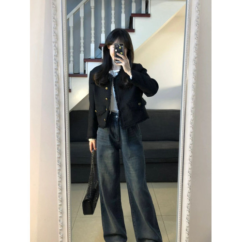 黑色小香風外套女chic早春美拉德穿搭法式氣質高級感短款開衫上衣 黑色小香風外套女chic早春美拉德穿搭法式氣質高級感短款開衫上衣