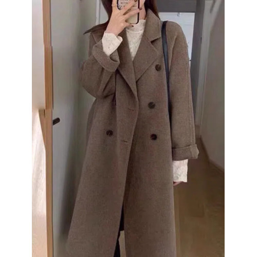 2024秋冬新款經典雙排釦毛呢外套中長款呢子大衣女 2024秋冬新款經典雙排釦毛呢外套中長款呢子大衣女
