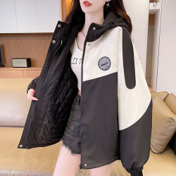 夾棉加厚沖鋒衣外套少女秋冬2025新款初高中學生小衆潮牌休閒棉服