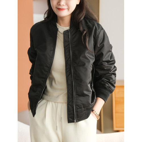 小耳出品【雲朵帕尼尼】純色夾棉棒球棉服休閒通勤加厚外套女