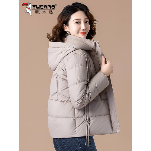 啄木鳥連帽短款棉衣女冬季2025新款加厚保暖中年媽媽羽絨棉服外套 啄木鳥連帽短款棉衣女冬季2025新款加厚保暖中年媽媽羽絨棉服外套