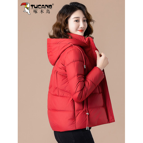 啄木鳥連帽短款棉衣女冬季2025新款加厚保暖中年媽媽羽絨棉服外套 啄木鳥連帽短款棉衣女冬季2025新款加厚保暖中年媽媽羽絨棉服外套