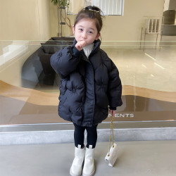 女寶寶羽絨棉服冬季女2童加厚綉花棉衣小女孩防寒中長款棉襖外套4