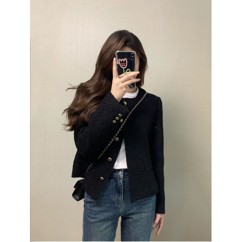 法式黑色小香風外套女秋季韓系短款高級感秋冬名媛小個子夾克上衣 法式黑色小香風外套女秋季韓系短款高級感秋冬名媛小個子夾克上衣