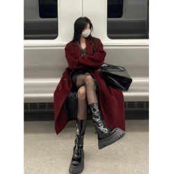 高級感深冬獨特超好看呢子大衣女入冬2025新款毛呢外套加厚中長款