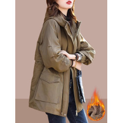 中長款派克棉服女士2025秋冬新款時尚休閒大碼加絨加厚夾棉衣外套