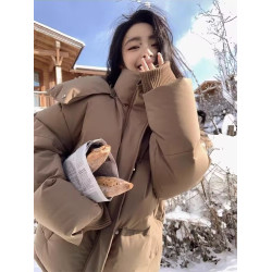 冬季愛心刺綉短款加厚棉衣女小個子麵包服寬松學生羽絨棉服厚外套