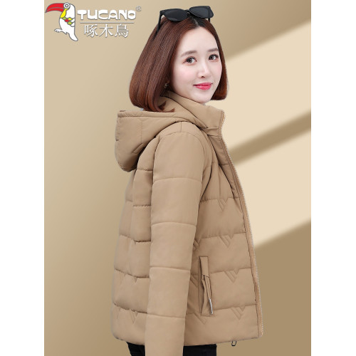 啄木鳥羽絨棉服女2025新款短款棉衣冬季爆款加絨加厚棉襖連帽外套 啄木鳥羽絨棉服女2025新款短款棉衣冬季爆款加絨加厚棉襖連帽外套