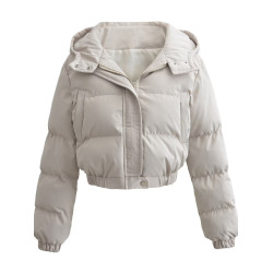 網紅氣質純色顯瘦保暖麵包棉服外套美式冬季高腰拉鍊立領夾克棉衣