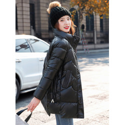 免洗棉襖女2025新款冬季洋氣羽絨棉服韓版寬松輕薄棉衣外套中長款