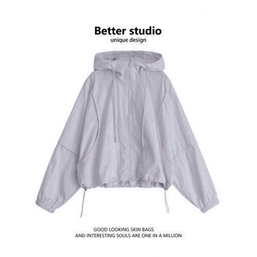 短款連帽防曬衣女夏季小個子運動沖鋒衣防紫外線外套休閒防曬服潮 短款連帽防曬衣女夏季小個子運動沖鋒衣防紫外線外套休閒防曬服潮