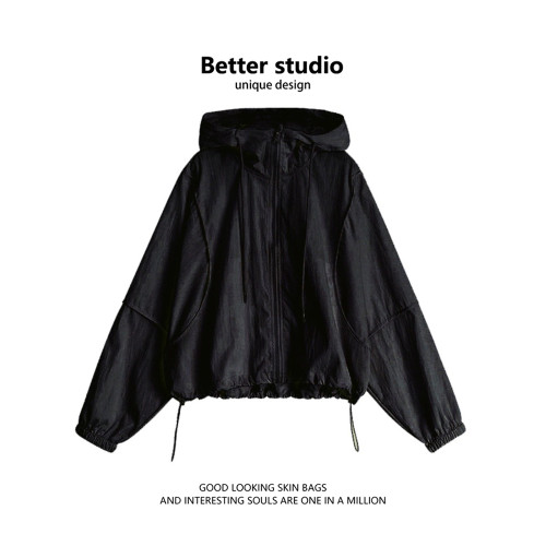 短款連帽防曬衣女夏季小個子運動沖鋒衣防紫外線外套休閒防曬服潮 短款連帽防曬衣女夏季小個子運動沖鋒衣防紫外線外套休閒防曬服潮