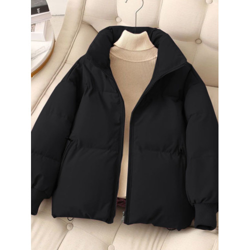 冬季黑色棉服外套女小個子短款立領棉衣麵包服保暖新款棉襖休閒潮 冬季黑色棉服外套女小個子短款立領棉衣麵包服保暖新款棉襖休閒潮