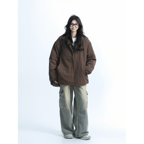 【坐吃山空】冬天雅丹風棕色棉服外套女中性風復古休閒保暖棉衣潮 【坐吃山空】冬天雅丹風棕色棉服外套女中性風復古休閒保暖棉衣潮