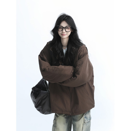 【坐吃山空】冬天雅丹風棕色棉服外套女中性風復古休閒保暖棉衣潮 【坐吃山空】冬天雅丹風棕色棉服外套女中性風復古休閒保暖棉衣潮