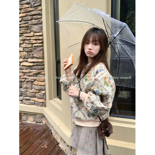 free oneself 復古油畫棉服女冬季設計感棉衣夾棉棒球服保暖外套 free oneself 復古油畫棉服女冬季設計感棉衣夾棉棒球服保暖外套