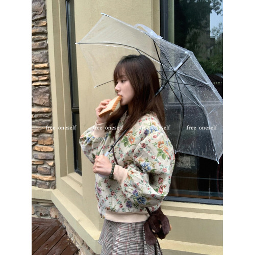 free oneself 復古油畫棉服女冬季設計感棉衣夾棉棒球服保暖外套 free oneself 復古油畫棉服女冬季設計感棉衣夾棉棒球服保暖外套