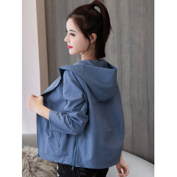 休閒外套女春秋短款小個子連帽2025新款百搭顯瘦女士長袖夾克上衣