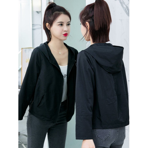 休閒外套女春秋短款小個子連帽2025新款百搭顯瘦女士長袖夾克上衣 休閒外套女春秋短款小個子連帽2025新款百搭顯瘦女士長袖夾克上衣