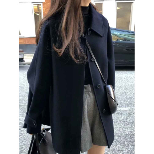 黑色短款呢子大衣女毛呢外套2023秋冬季新款加厚上衣女流行小個子 黑色短款呢子大衣女毛呢外套2023秋冬季新款加厚上衣女流行小個子