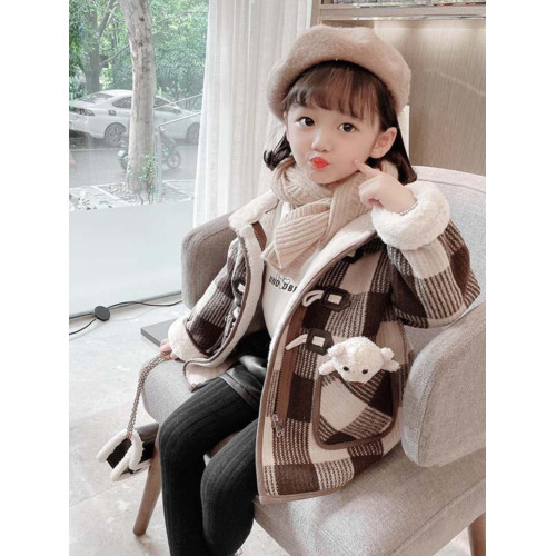 女小童格子小熊一體絨棉衣2025冬新品女寶寶時尚加厚連帽長袖外套 女小童格子小熊一體絨棉衣2025冬新品女寶寶時尚加厚連帽長袖外套