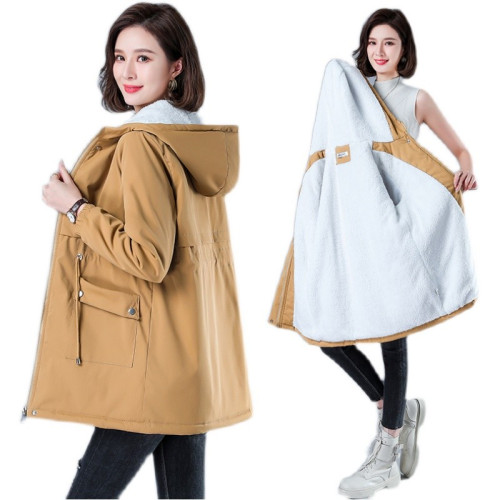 加絨風衣女中長款2025年秋冬季新款韓版寬松休閒加厚棉服外套大衣 加絨風衣女中長款2025年秋冬季新款韓版寬松休閒加厚棉服外套大衣