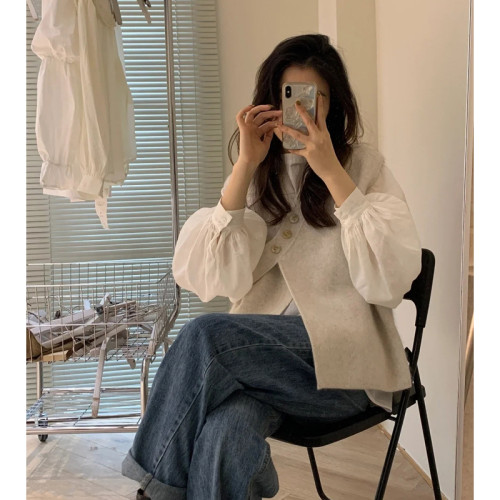 馬甲女日系慵懶風不規則設計感小衆曡穿新款2025早秋針織毛衣背心 馬甲女日系慵懶風不規則設計感小衆曡穿新款2025早秋針織毛衣背心