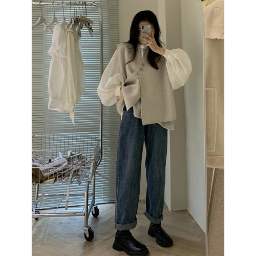 馬甲女日系慵懶風不規則設計感小衆曡穿新款2025早秋針織毛衣背心 馬甲女日系慵懶風不規則設計感小衆曡穿新款2025早秋針織毛衣背心